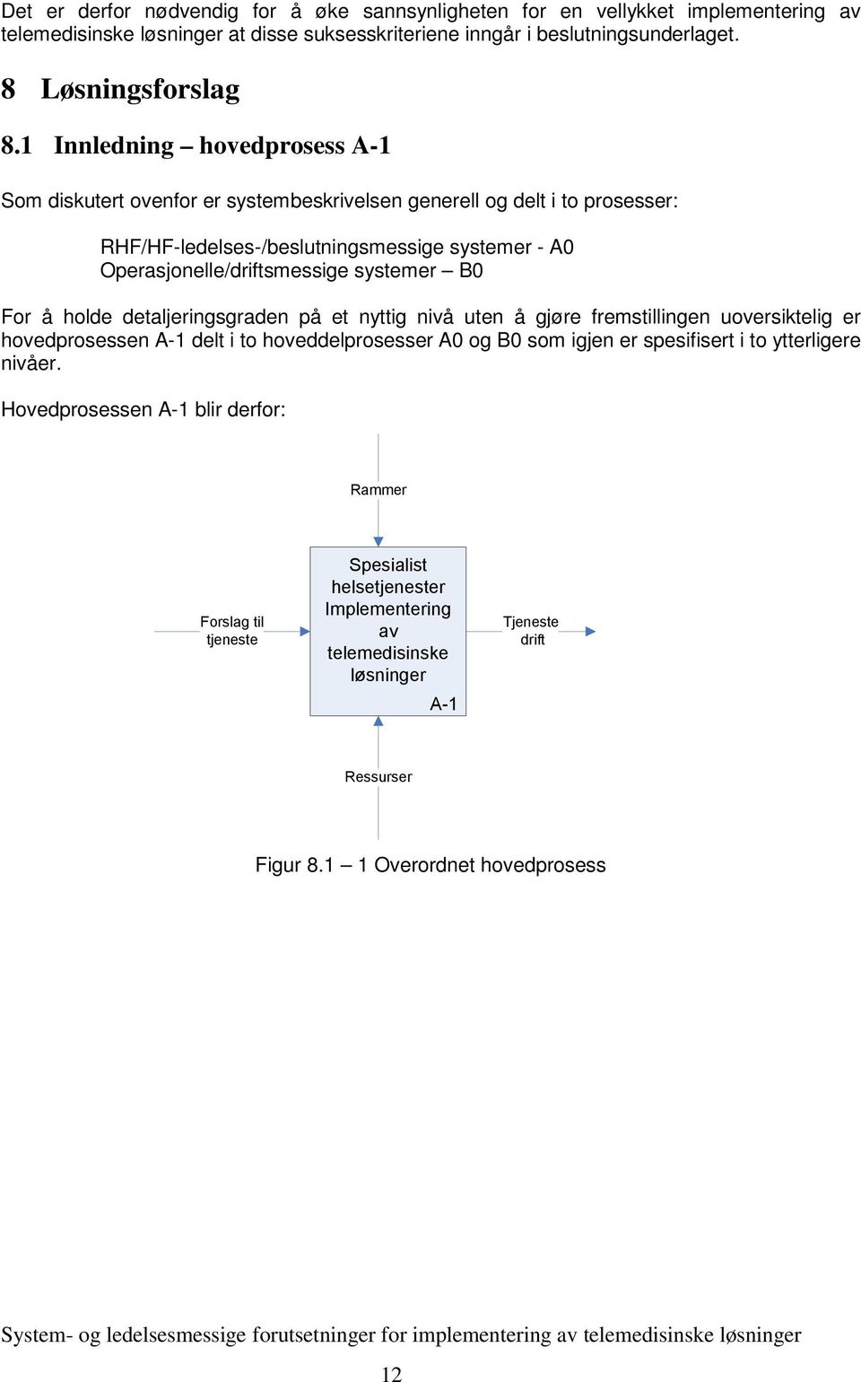 1 Innledning hovedprosess A-1 Som diskutert ovenfor er systembeskrivelsen generell og delt i to prosesser: RHF/HF-ledelses-/beslutningsmessige systemer - A0