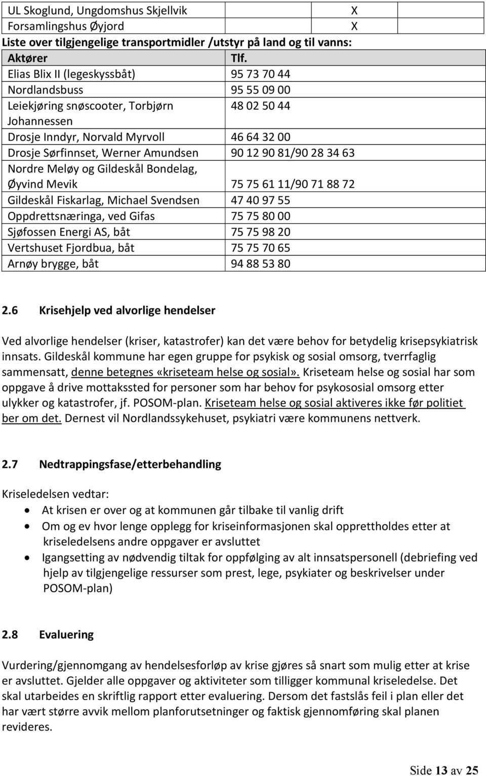 Amundsen 90 12 90 81/90 28 34 63 Nordre Meløy og Gildeskål Bondelag, Øyvind Mevik 75 75 61 11/90 71 88 72 Gildeskål Fiskarlag, Michael Svendsen 47 40 97 55 Oppdrettsnæringa, ved Gifas 75 75 80 00