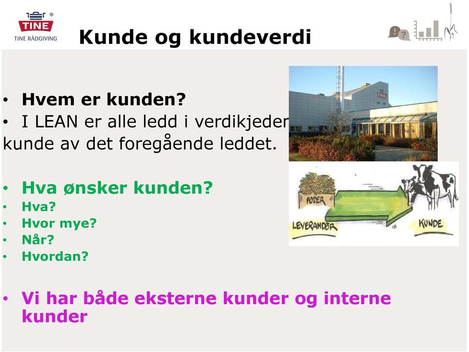 foregående leddet. Hva ønsker kunden? Hva? Hvor mye?