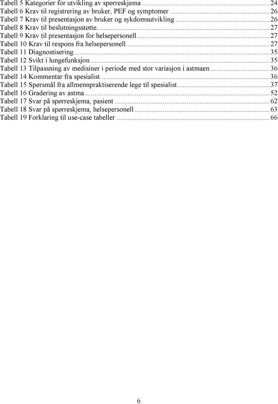 ..35 Tabell 12 Svikt i lungefunksjon... 35 Tabell 13 Tilpassning av medisiner i periode med stor variasjon i astmaen...36 Tabell 14 Kommentar fra spesialist.