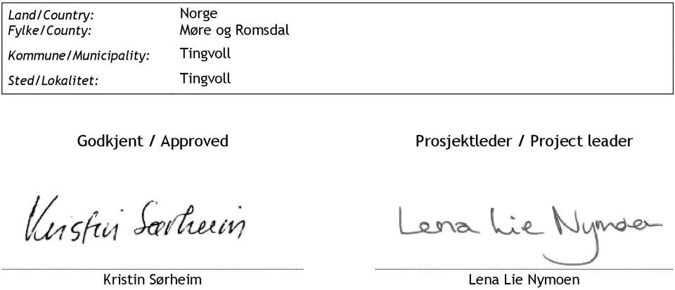 Møre og Romsdal Tingvoll Tingvoll Godkjent /