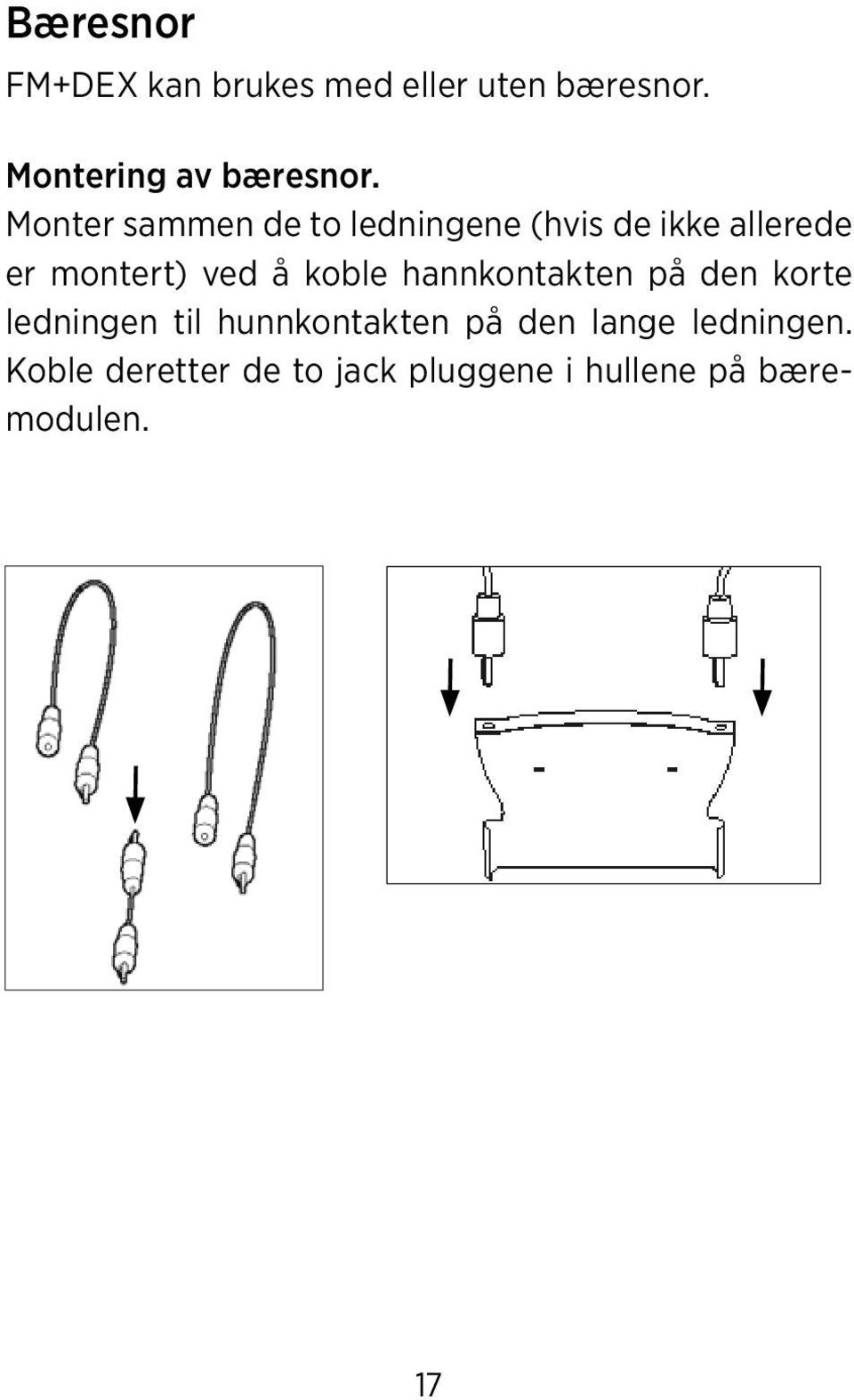 koble hannkontakten på den korte ledningen til hunnkontakten på den lange