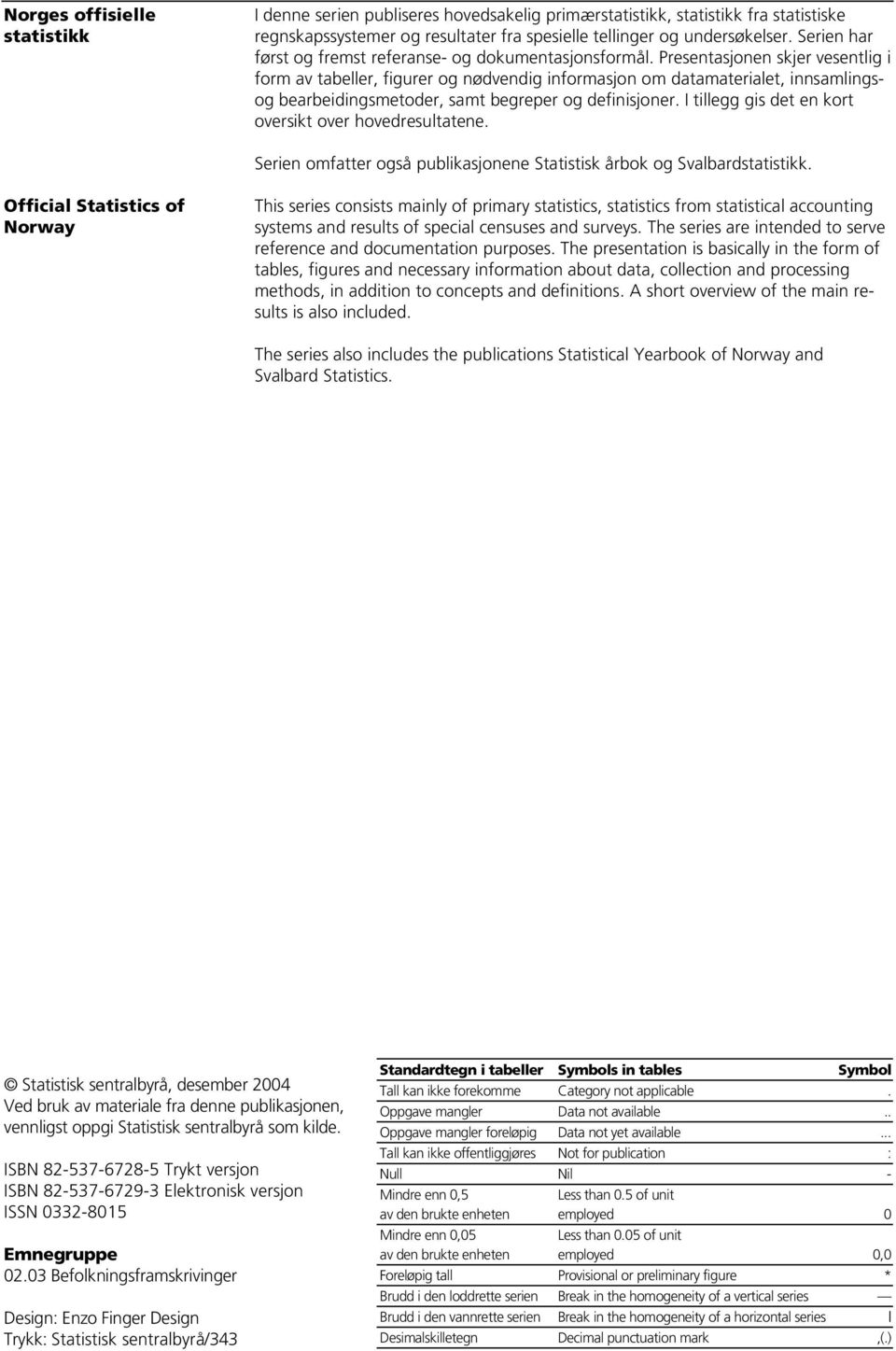 Presentasjonen skjer vesentlig i form av tabeller, figurer og nødvendig informasjon om datamaterialet, innsamlingsog bearbeidingsmetoder, samt begreper og definisjoner.