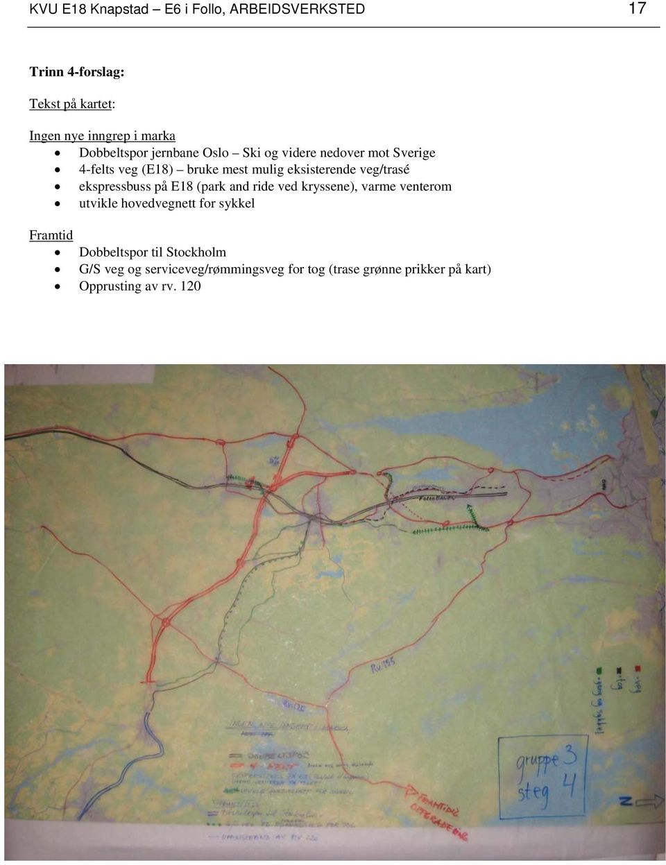 veg/trasé ekspressbuss på E18 (park and ride ved kryssene), varme venterom utvikle hovedvegnett for sykkel