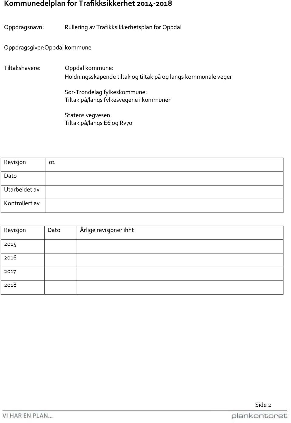 kommunale veger Sør-Trøndelag fylkeskommune: Tiltak på/langs fylkesvegene i kommunen Statens vegvesen: Tiltak