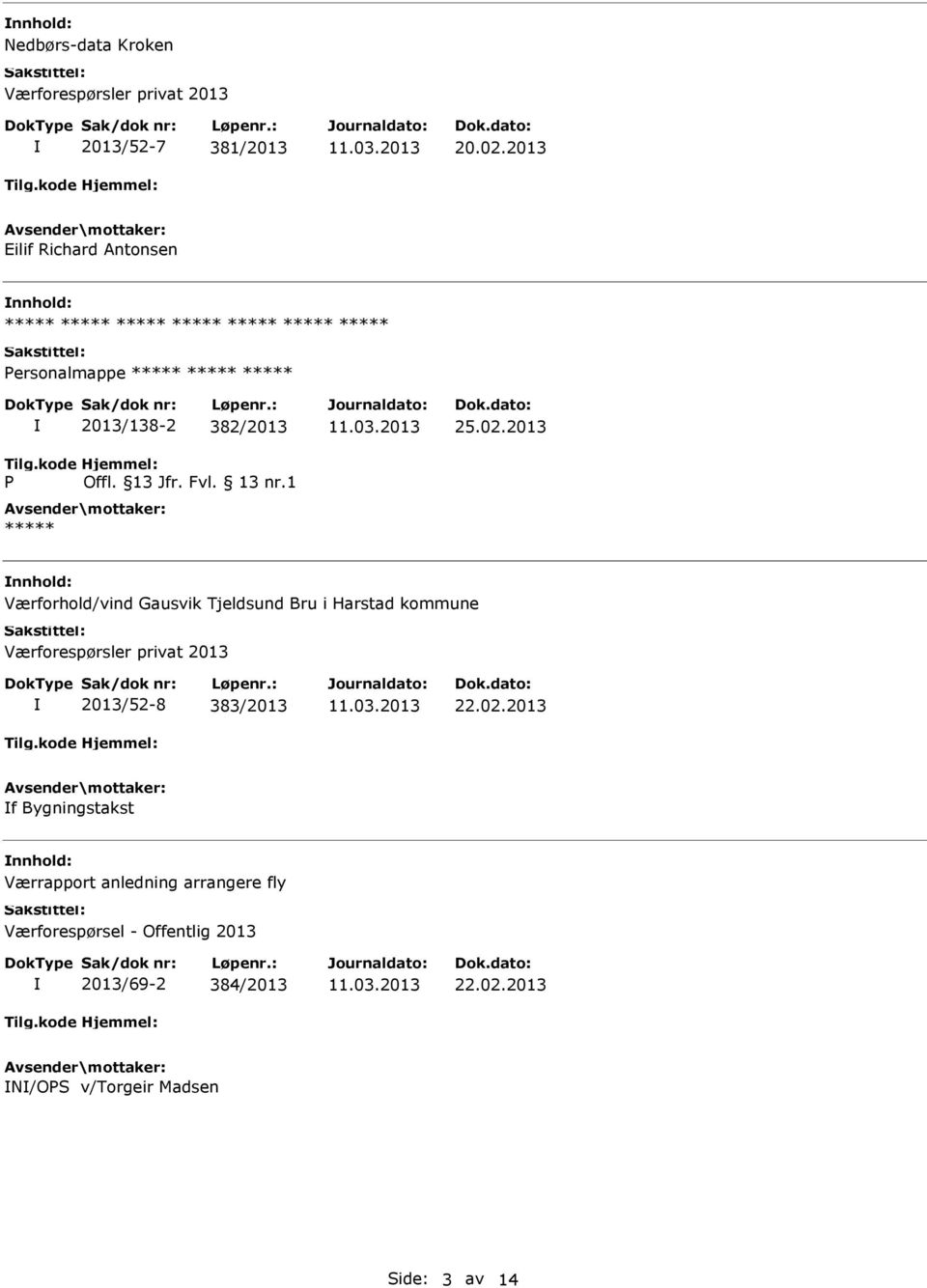 2013 Værforhold/vind Gausvik Tjeldsund Bru i Harstad kommune Værforespørsler privat 2013 2013/52-8