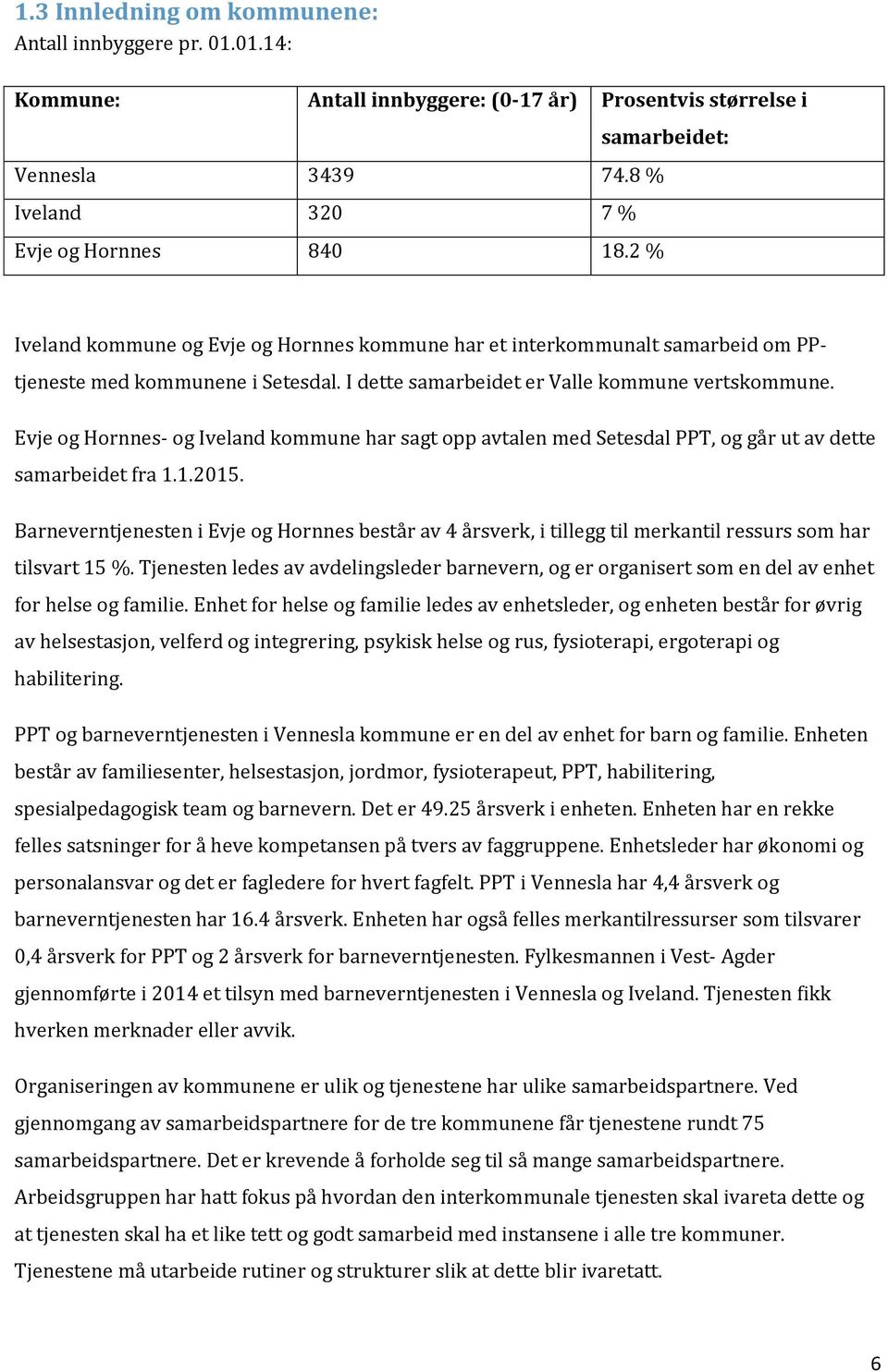 Evje og Hornnes- og Iveland kommune har sagt opp avtalen med Setesdal PPT, og går ut av dette samarbeidet fra 1.1.2015.