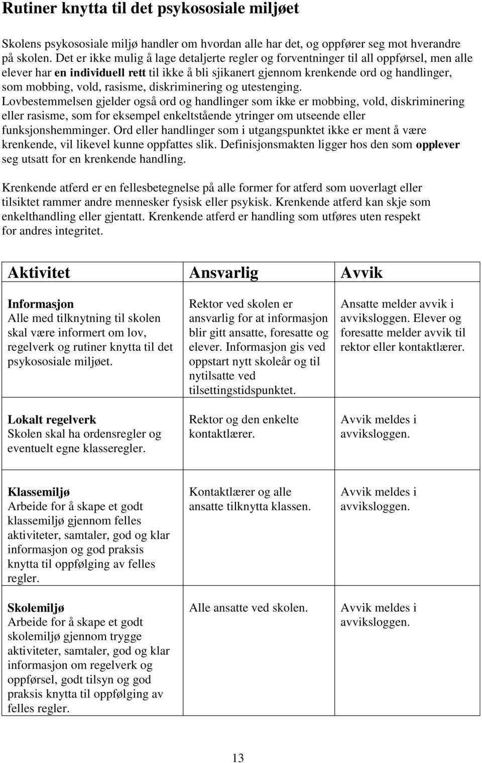 rasisme, diskriminering og utestenging.