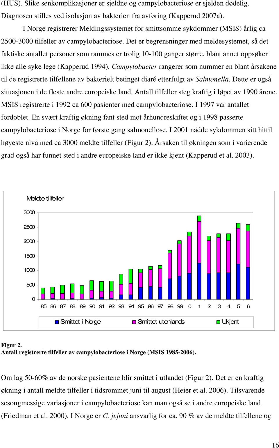 Det er begrensninger med meldesystemet, så det faktiske antallet personer som rammes er trolig 10-100 ganger større, blant annet oppsøker ikke alle syke lege (Kapperud 1994).