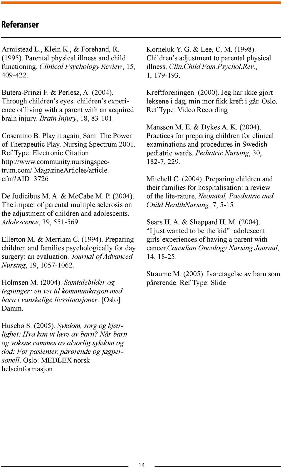 Nursing Spectrum 2001. Ref Type: Electronic Citation http://www.community.nursingspectrum.com/ MagazineArticles/article. cfm?aid=3726 De Judicibus M. A. & McCabe M. P. (2004).