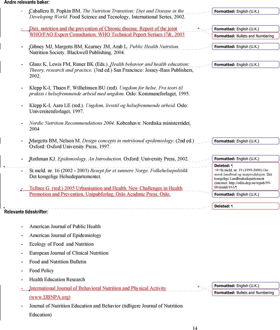 Public Health Nutrition. Nutrition Society. Blackwell Publishing, 2004. - Glanz K, Lewis FM, Rimer BK (Eds.). Health behavior and health education: Theory, research and practice. (3nd ed.