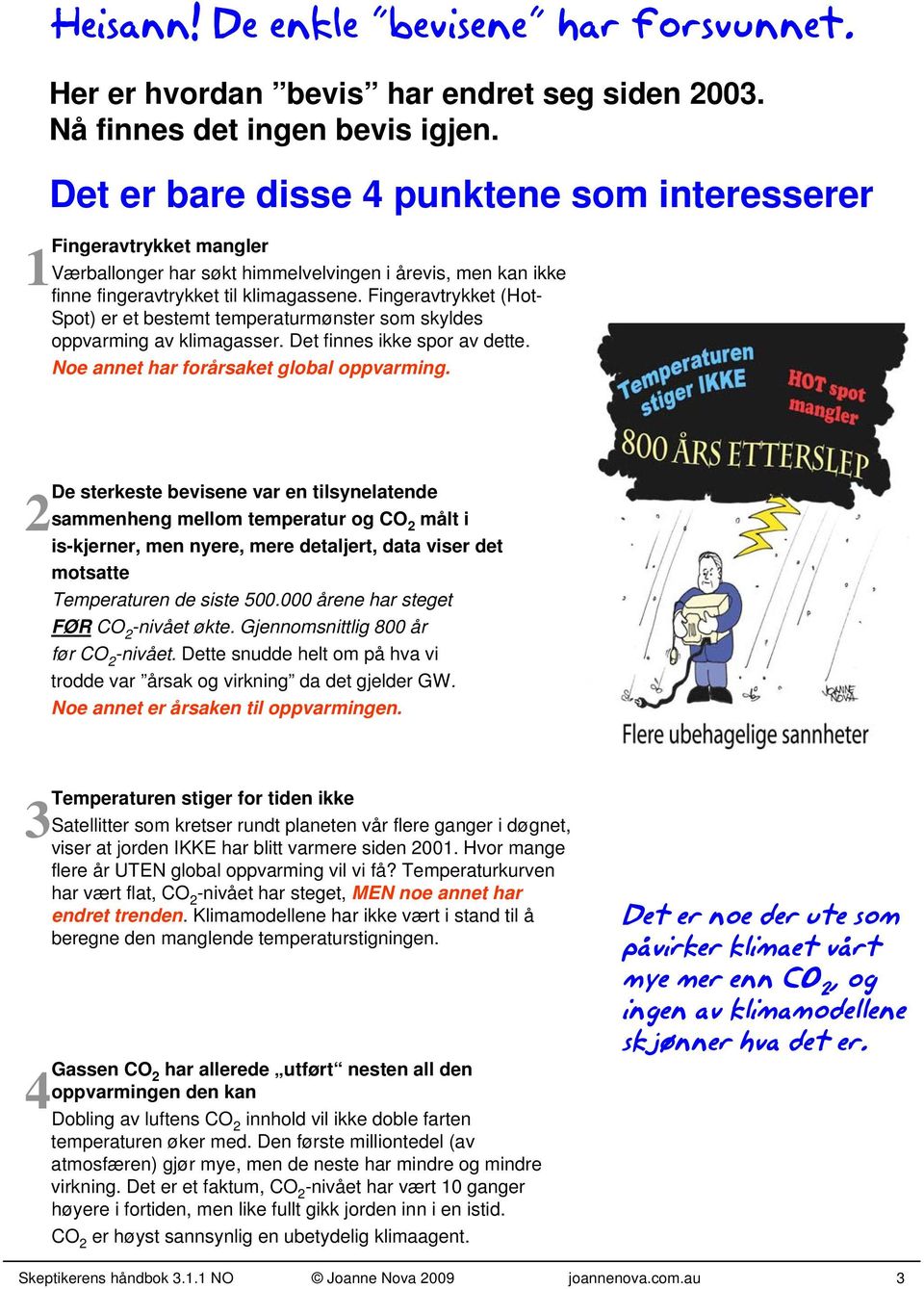 Fingeravtrykket (Hot- Spot) er et bestemt temperaturmønster som skyldes oppvarming av klimagasser. Det finnes ikke spor av dette. Noe annet har forårsaket global oppvarming.