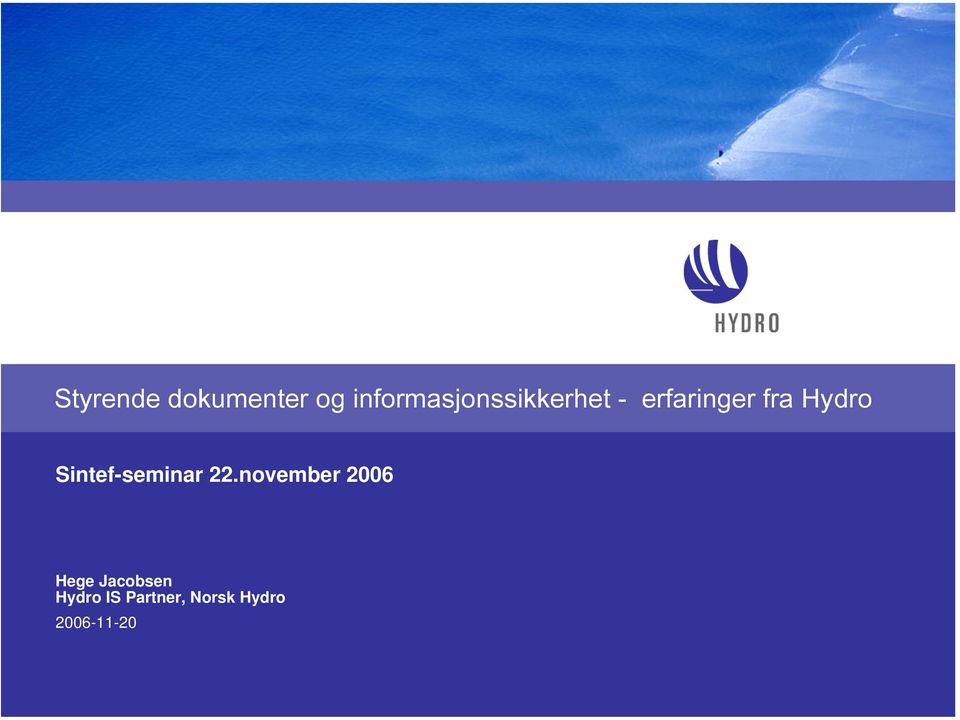 Hydro Sintef-seminar 22.