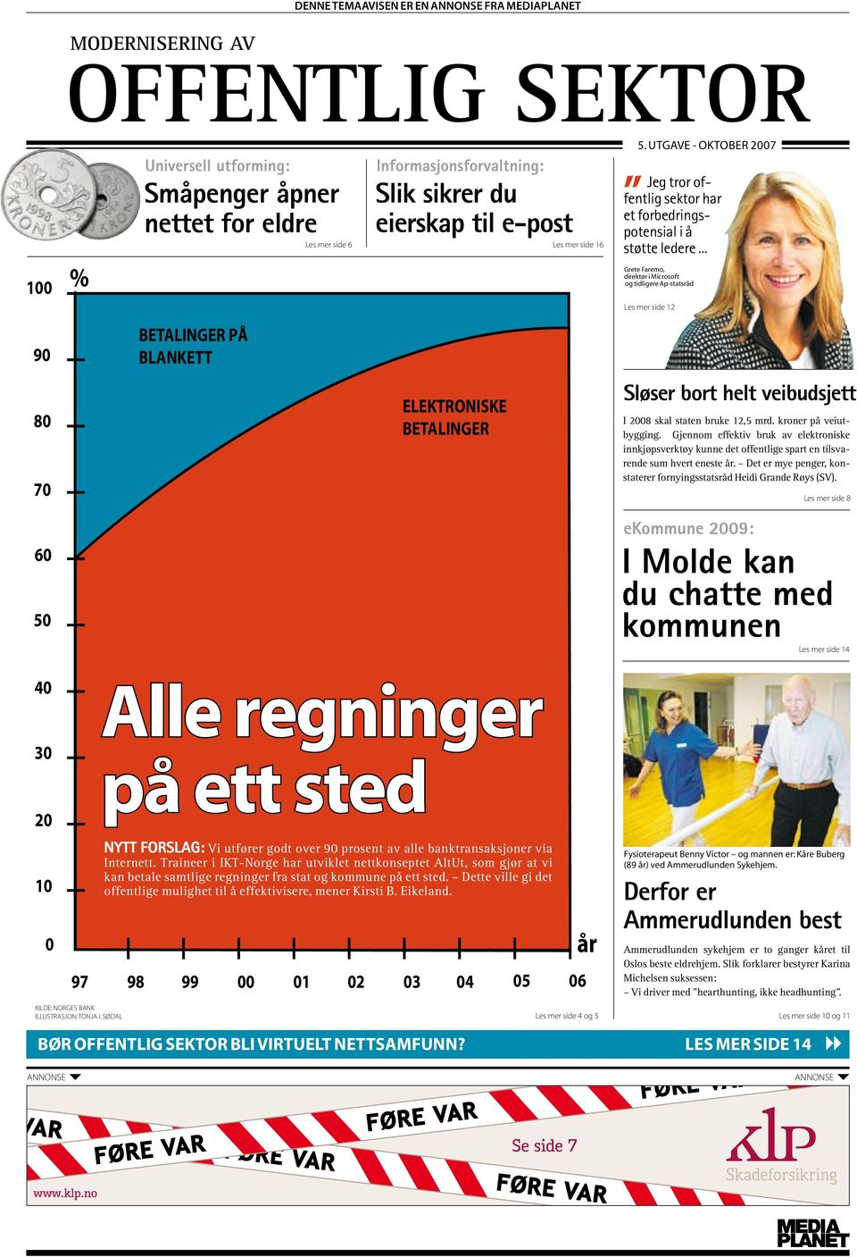 .. Grete Faremo, direktør i Microsoft og tidligere Ap-statsråd Les mer side 12 90 BETALINGER P BLANKETT 80 70 ELEKTRONISKE BETALINGER Sløser bort helt veibudsjett I 2008 skal staten bruke 12,5 mrd.