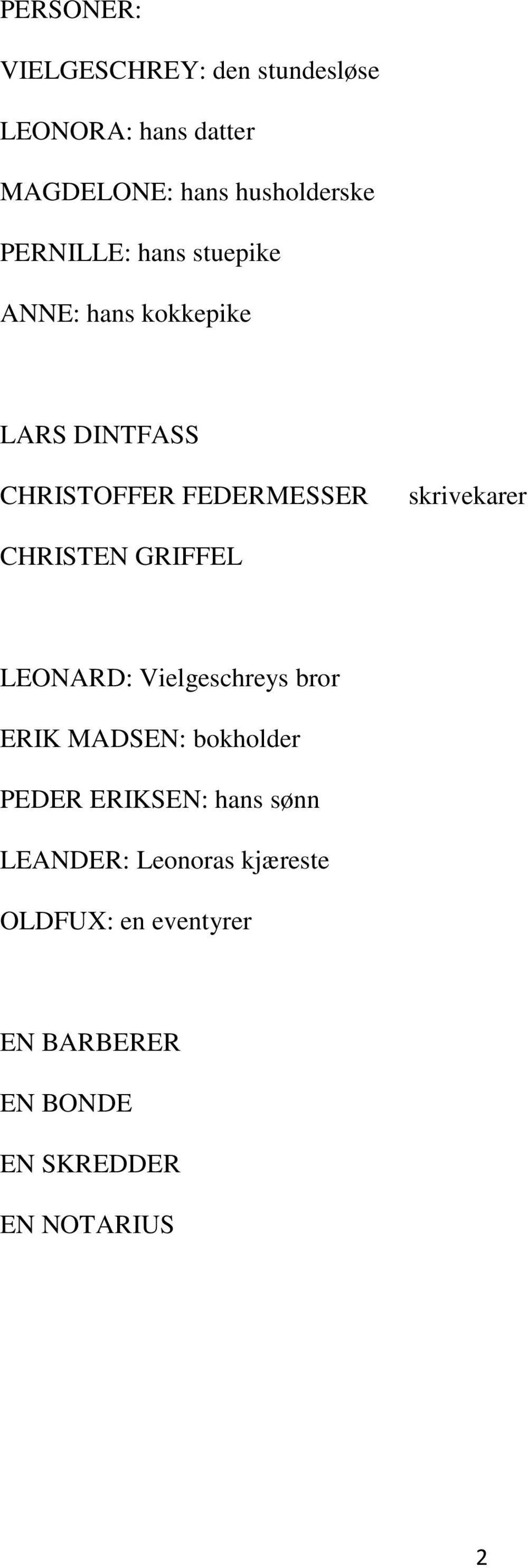 CHRISTEN GRIFFEL LEONARD: Vielgeschreys bror ERIK MADSEN: bokholder PEDER ERIKSEN: