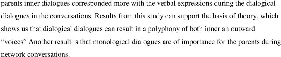 Results from this study can support the basis of theory, which shows us that dialogical