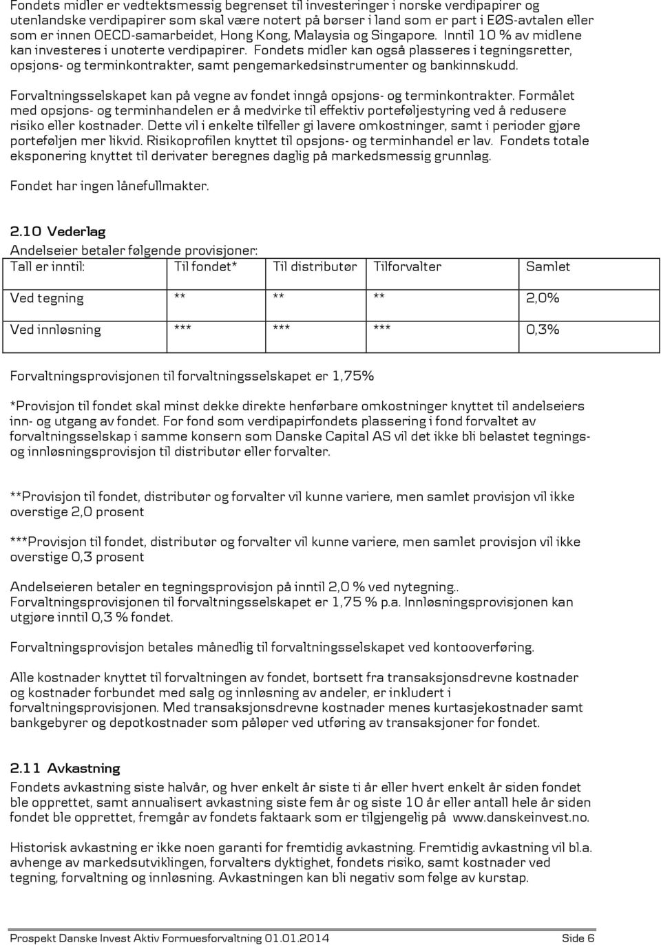 Fondets midler kan også plasseres i tegningsretter, opsjons- og terminkontrakter, samt pengemarkedsinstrumenter og bankinnskudd.