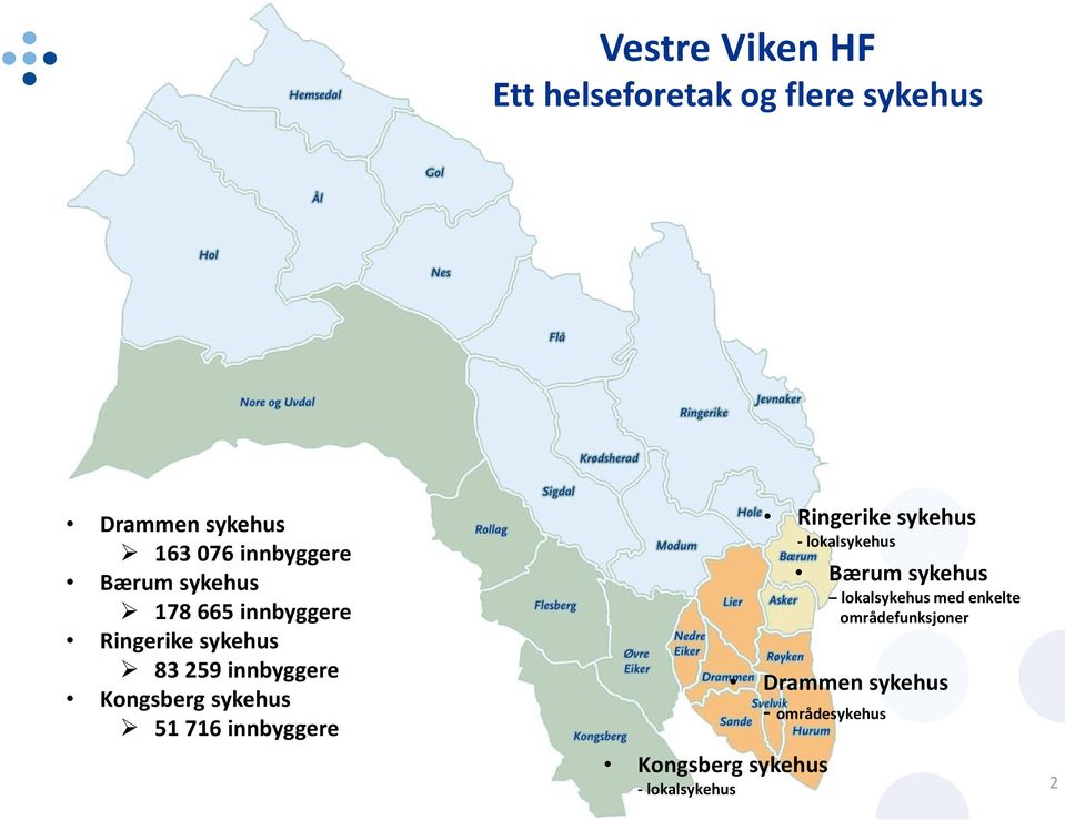 Kongsberg sykehus - lokalsykehus Ringerike sykehus - lokalsykehus Bærum