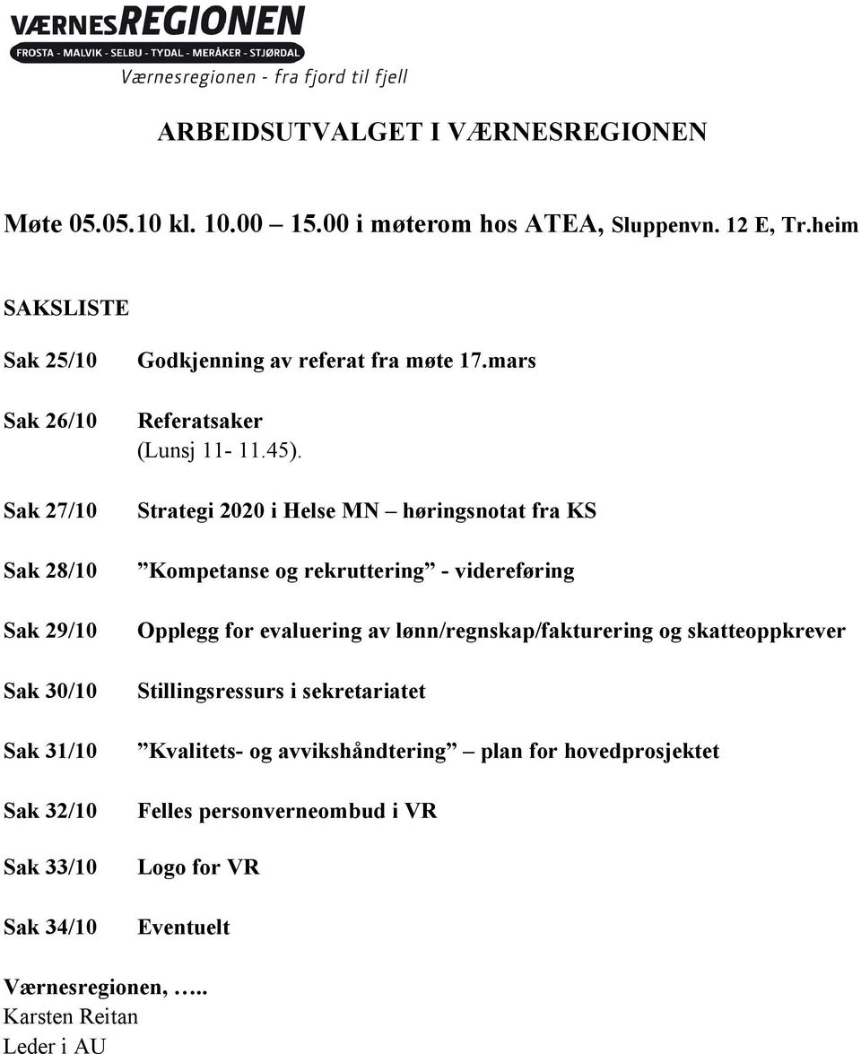 mars Referatsaker (Lunsj 11-11.45).