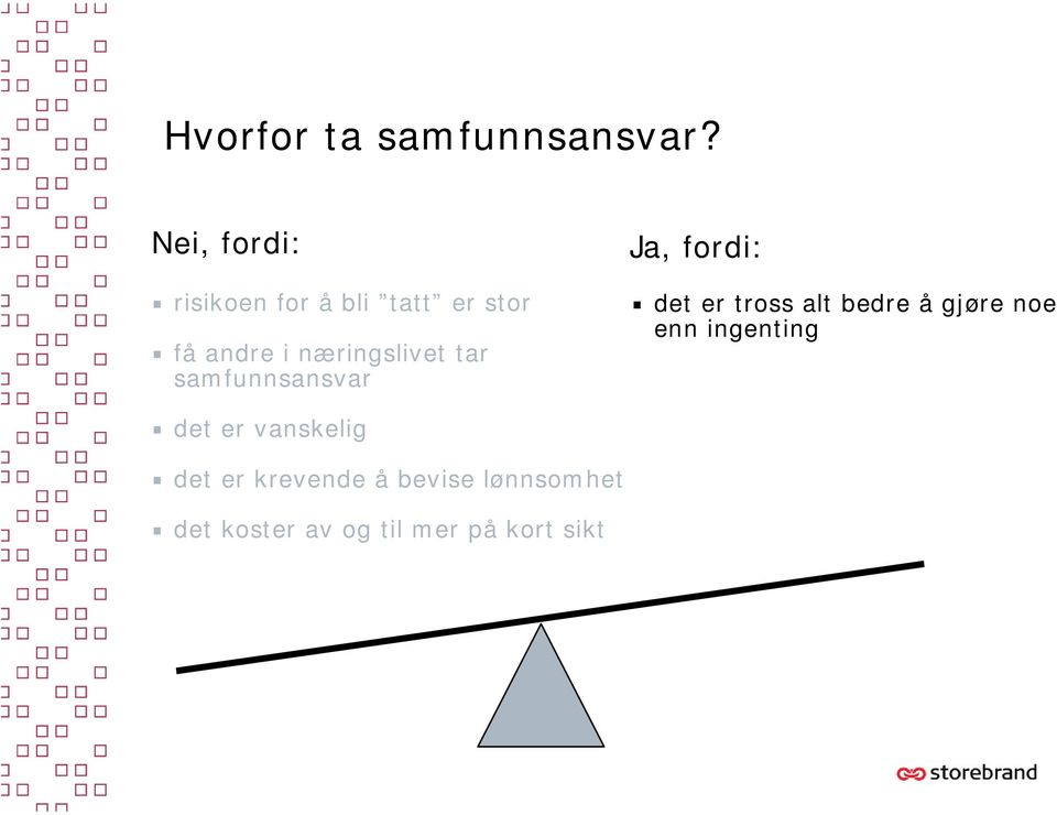 næringslivet tar samfunnsansvar Ja, fordi: det er tross alt bedre