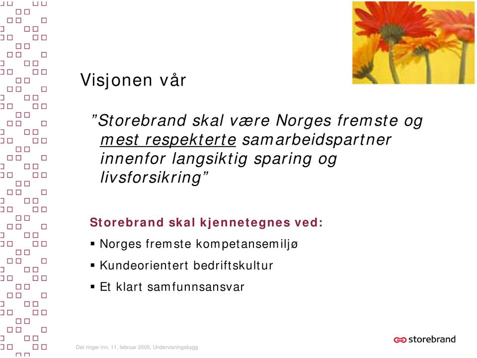 livsforsikring Storebrand skal kjennetegnes ved: Norges