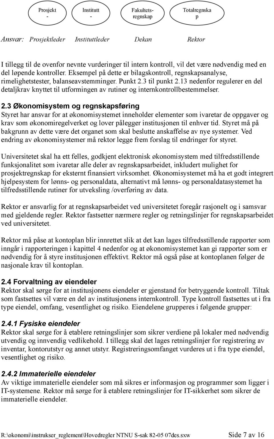 13 nedenfor regulerer en del detaljkrav knyttet til utformingen av rutiner og internkontrollbestemmelser. 2.