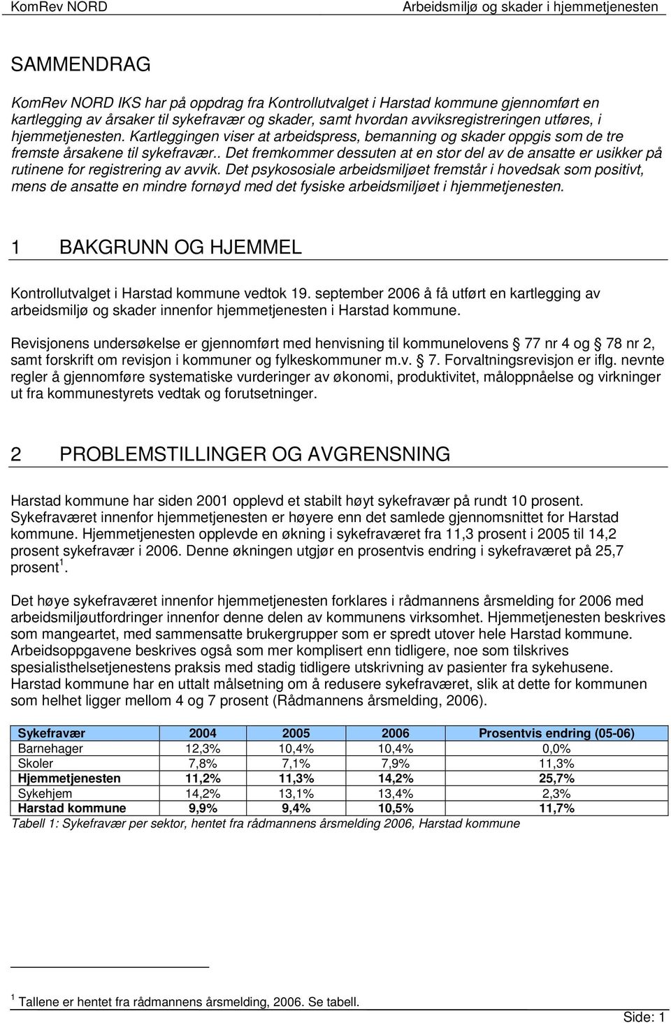 . Det fremkommer dessuten at en stor del av de ansatte er usikker på rutinene for registrering av avvik.