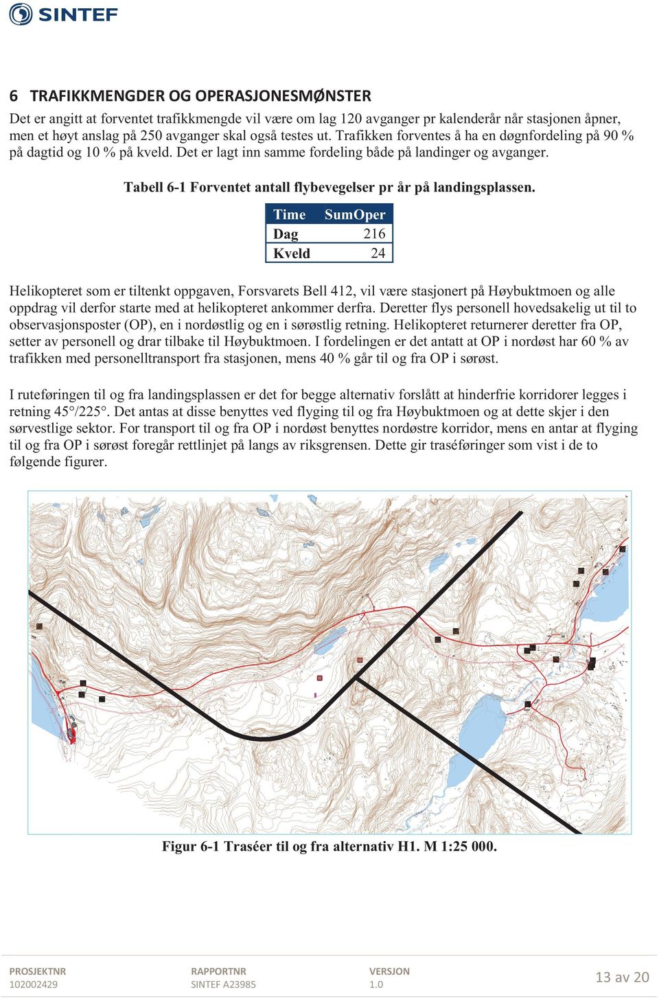 Tabell 6-1 Forventet antall flybevegelser pr år på landingsplassen.