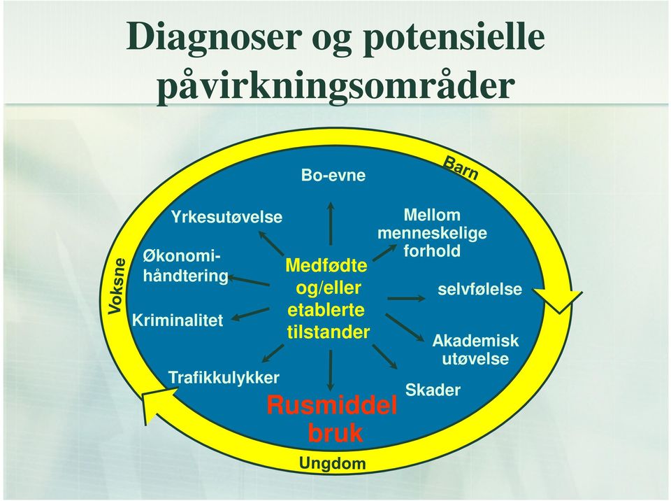 Medfødte og/eller etablerte tilstander Rusmiddel bruk