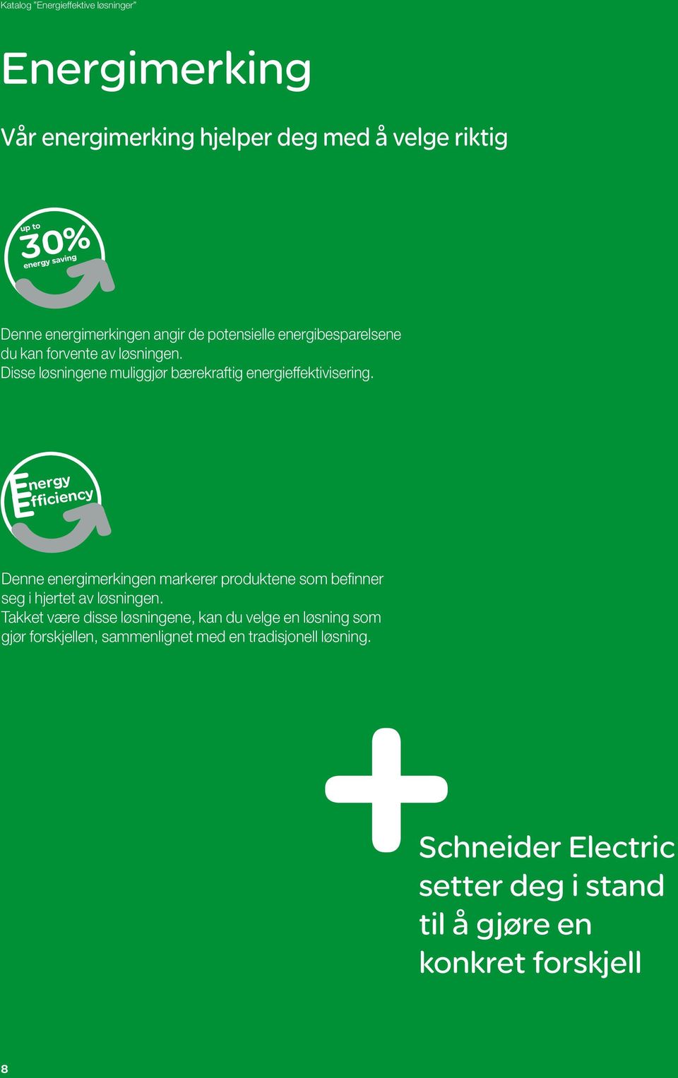 nergy fficiency Denne energimerkingen markerer produktene som befinner seg i hjertet av løsningen.