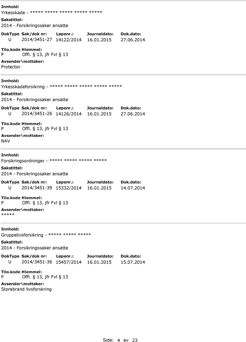 2014 Forsikringsordninger - 2014/3451-39 15332/2014 14.07.