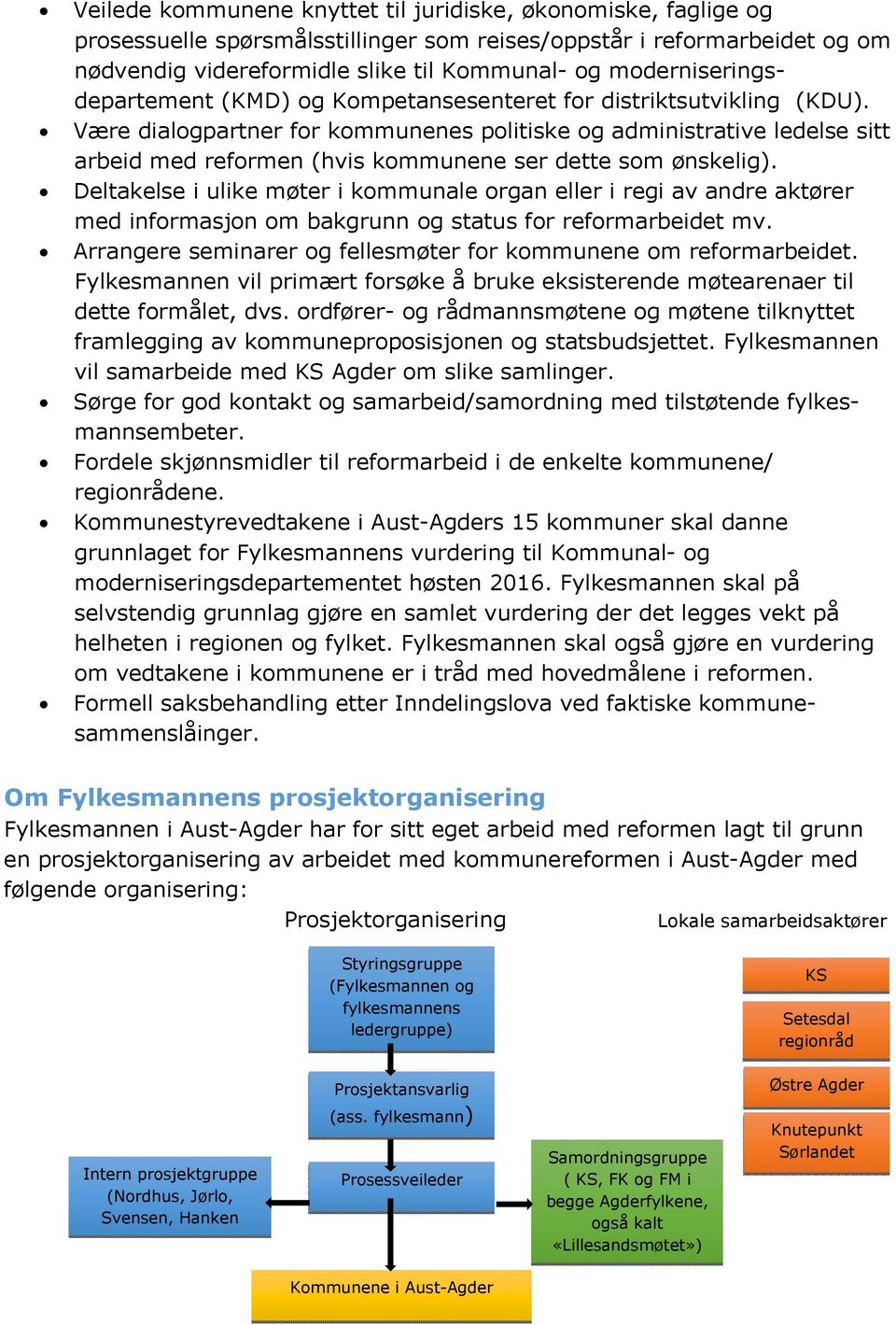 Være dialogpartner for kommunenes politiske og administrative ledelse sitt arbeid med reformen (hvis kommunene ser dette som ønskelig).