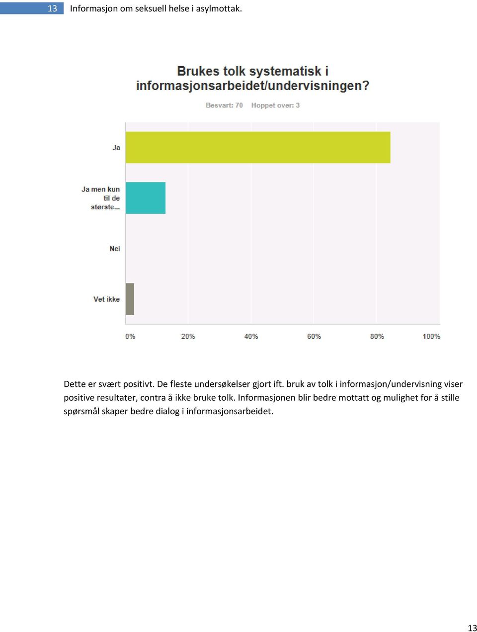 bruk av tolk i informasjon/undervisning viser positive resultater, contra å