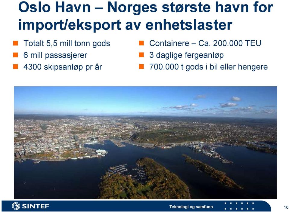 4300 skipsanløp pr år Containere Ca. 200.