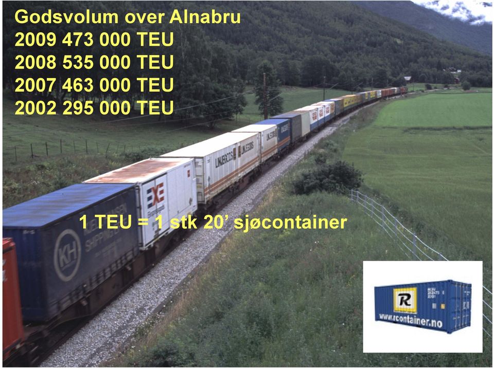 2007 463 000 TEU 2002 295 000