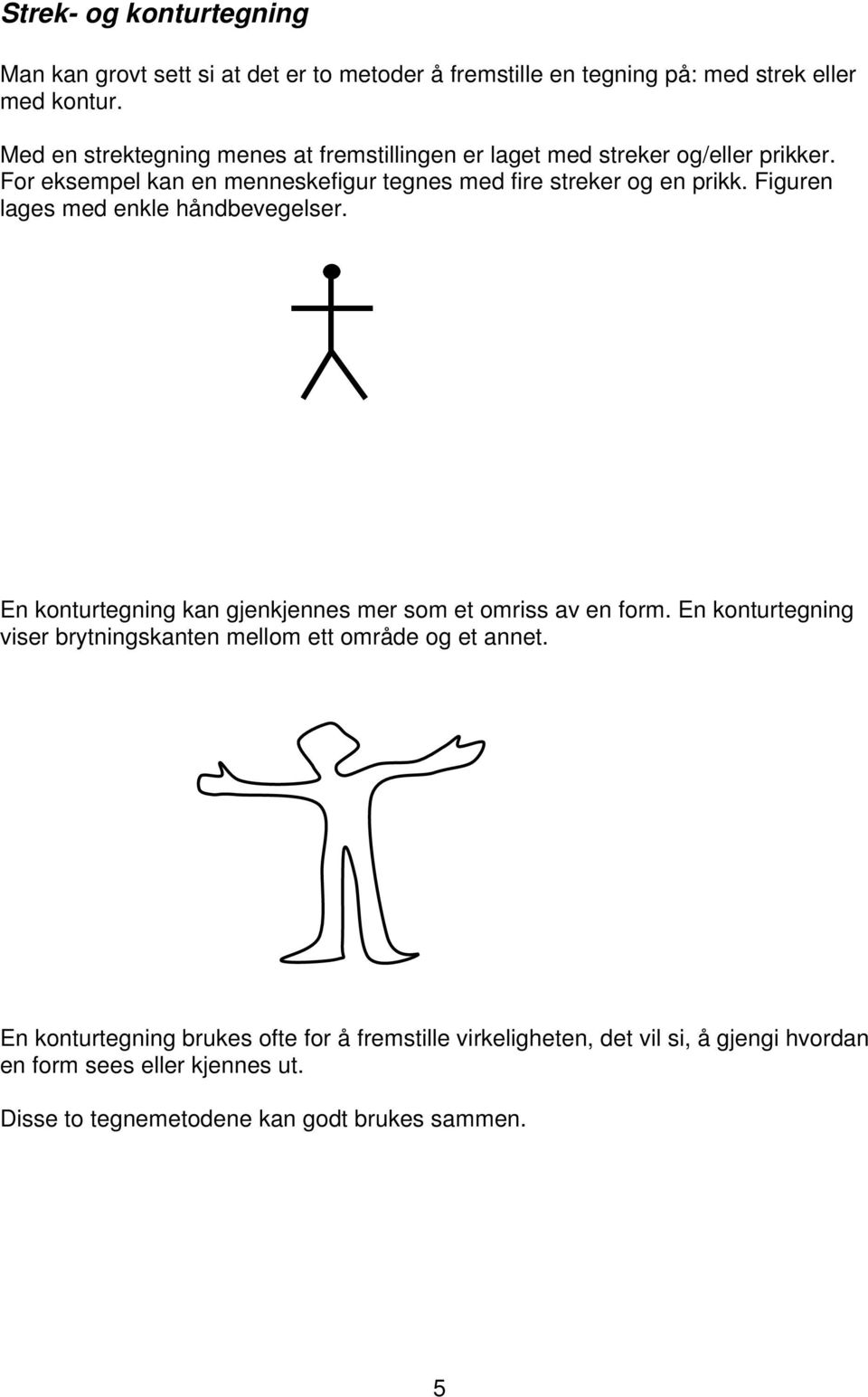 Figuren lages med enkle håndbevegelser. En konturtegning kan gjenkjennes mer som et omriss av en form.