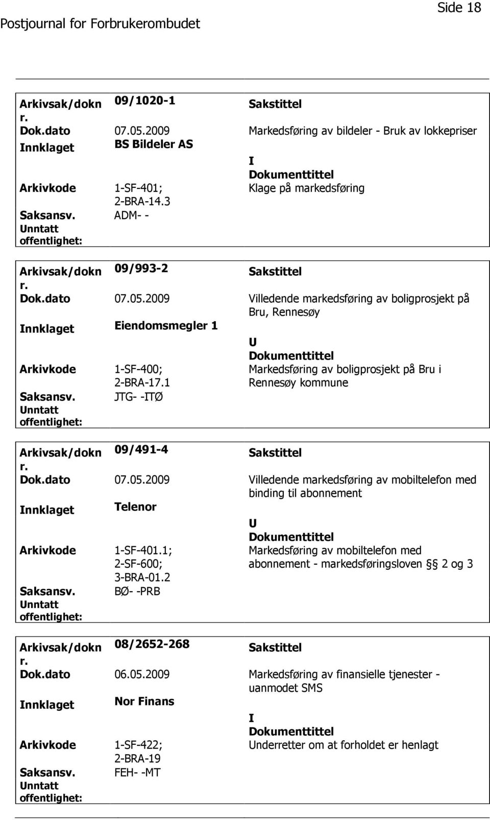 1 Markedsføring av boligprosjekt på Bru i Rennesøy kommune Saksansv. JTG- -TØ Arkivsak/dokn 09/491-4 Sakstittel Dok.dato 07.05.