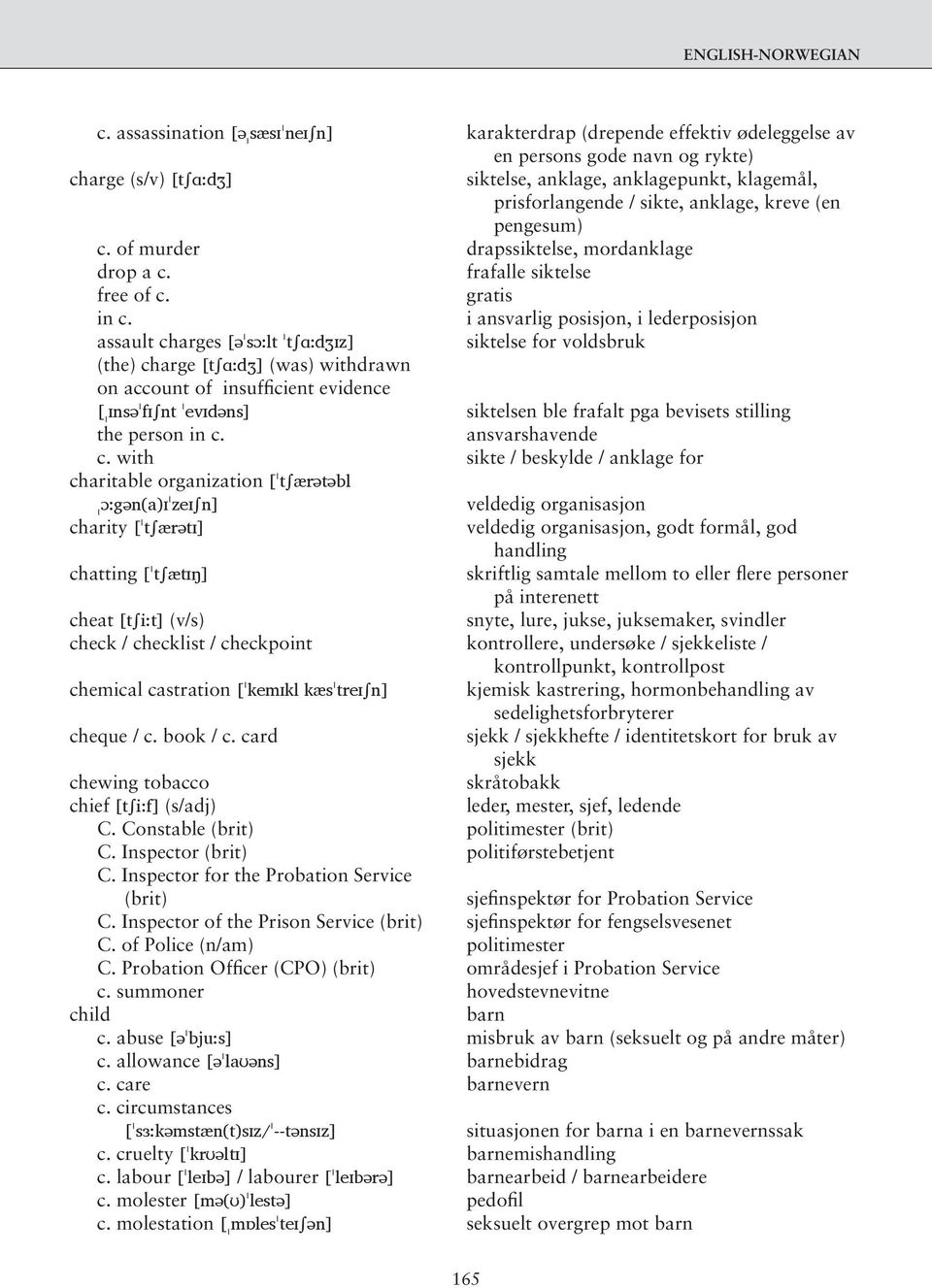 i ansvarlig posisjon, i lederposisjon assault charges [əˈsɔ:lt ˈt ɑ:dӡɪz] siktelse for voldsbruk (the) charge [t ɑ:dӡ] (was) withdrawn on account of insufficient evidence [ˌɪnsəˈfɪ nt ˈevɪdəns]