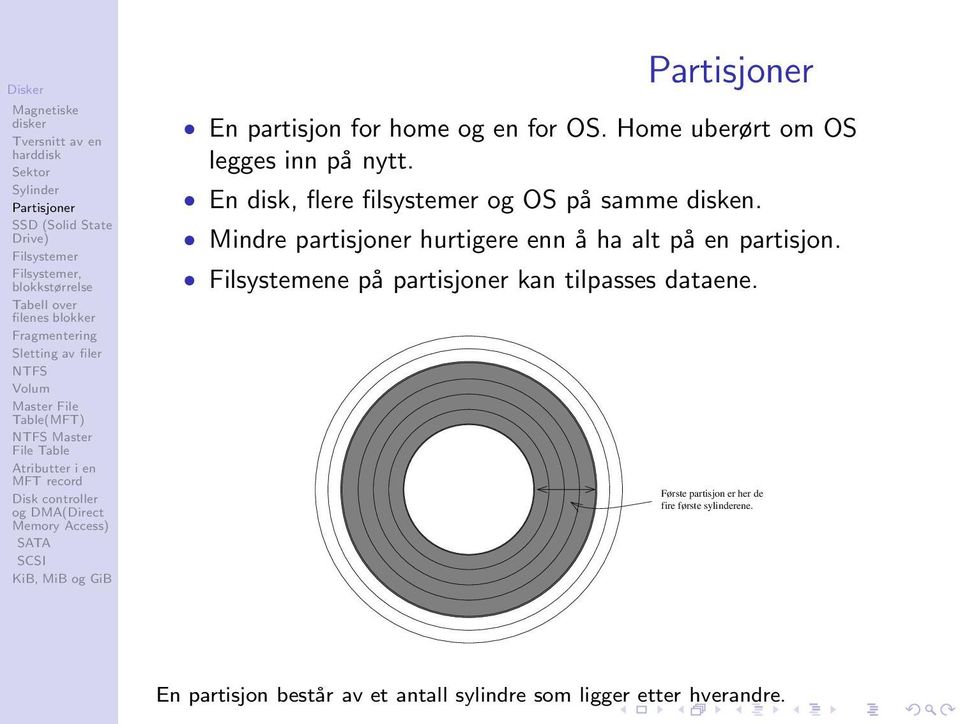 Mindre partisjoner hurtigere enn å ha alt på en partisjon.