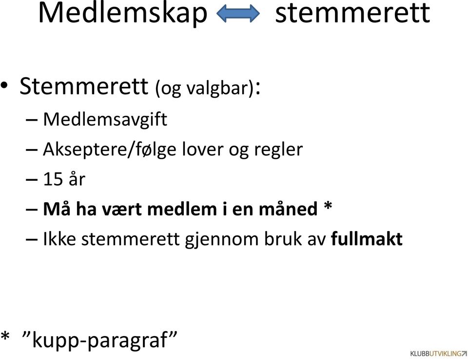 15 år Må ha vært medlem i en måned * Ikke