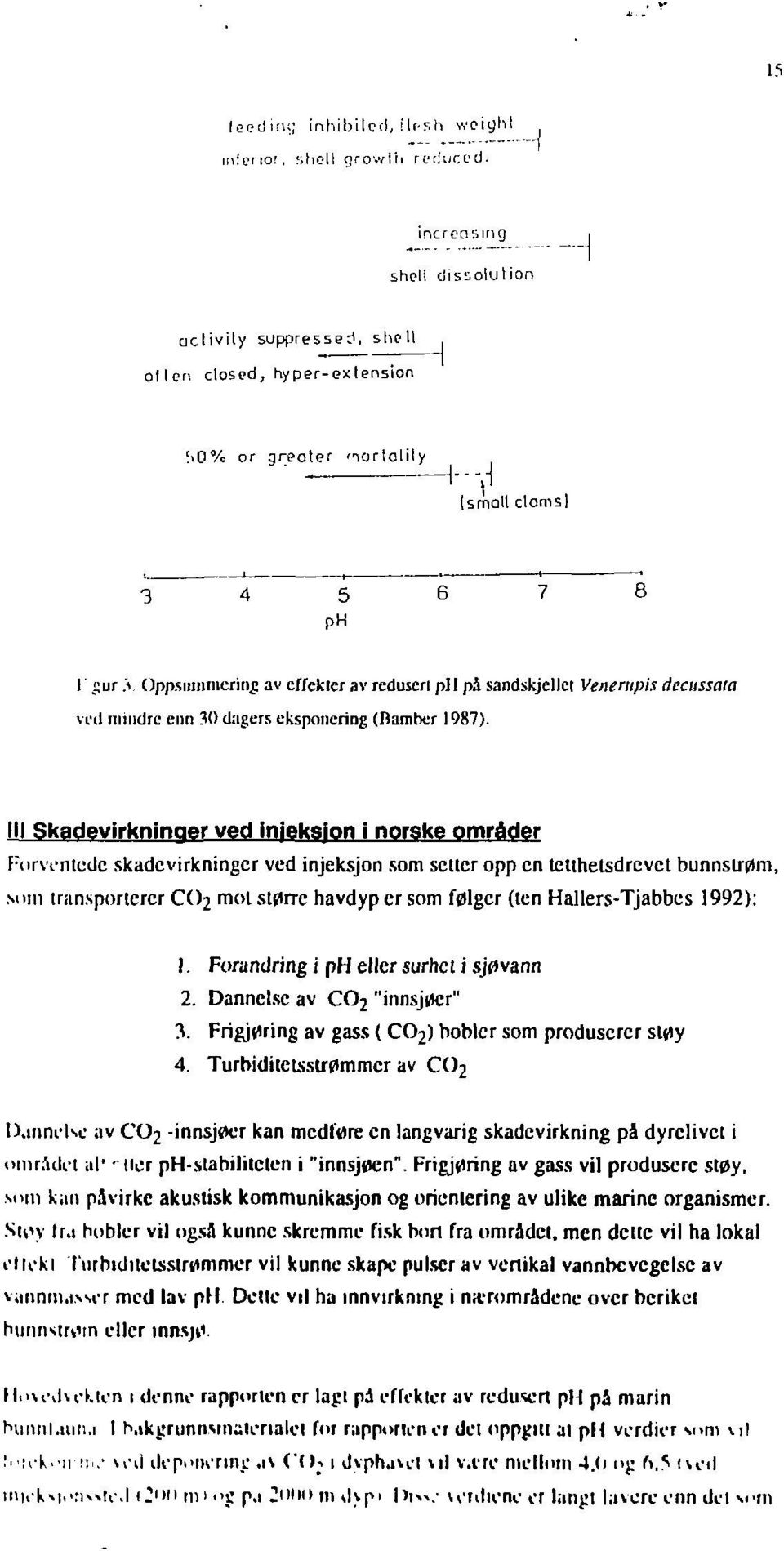 pil på sandskjcllct Venerupis decussata veil niindrc Clin 30 dagers eksponering (Ramber 1987).