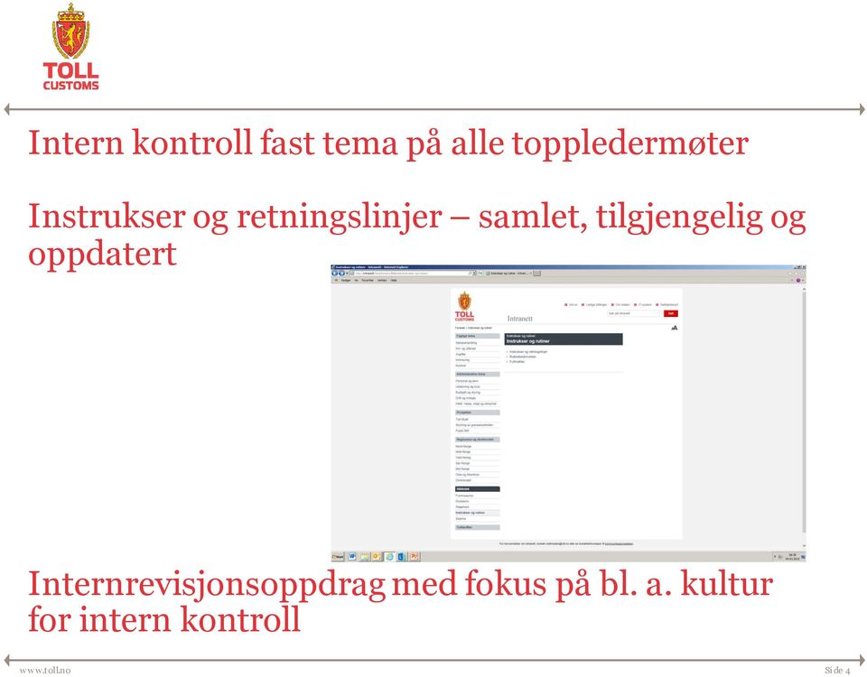 og oppdatert Internrevisjonsoppdrag med fokus på