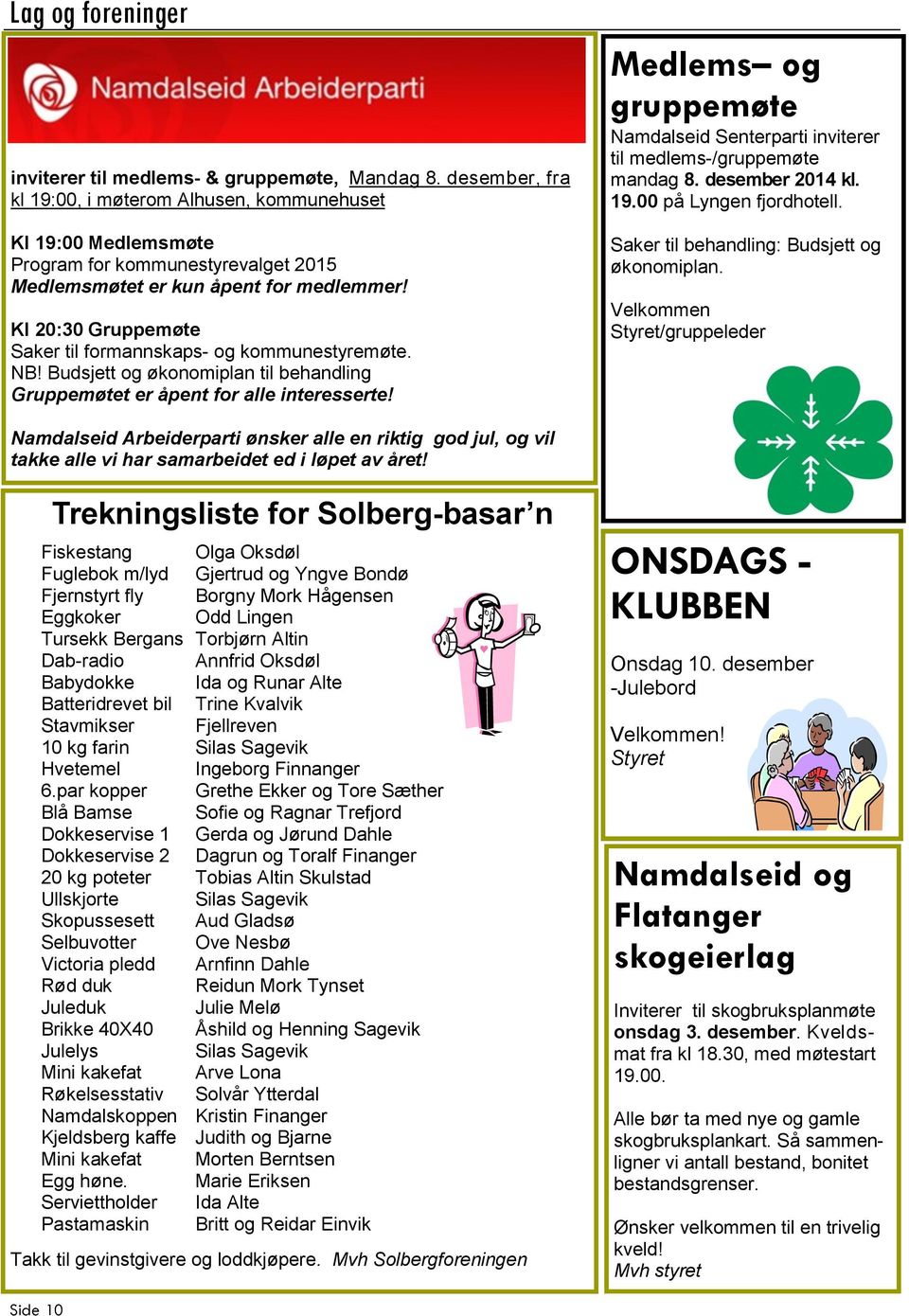 Kl 20:30 Gruppemøte Saker til formannskaps- og kommunestyremøte. NB! Budsjett og økonomiplan til behandling Gruppemøtet er åpent for alle interesserte!