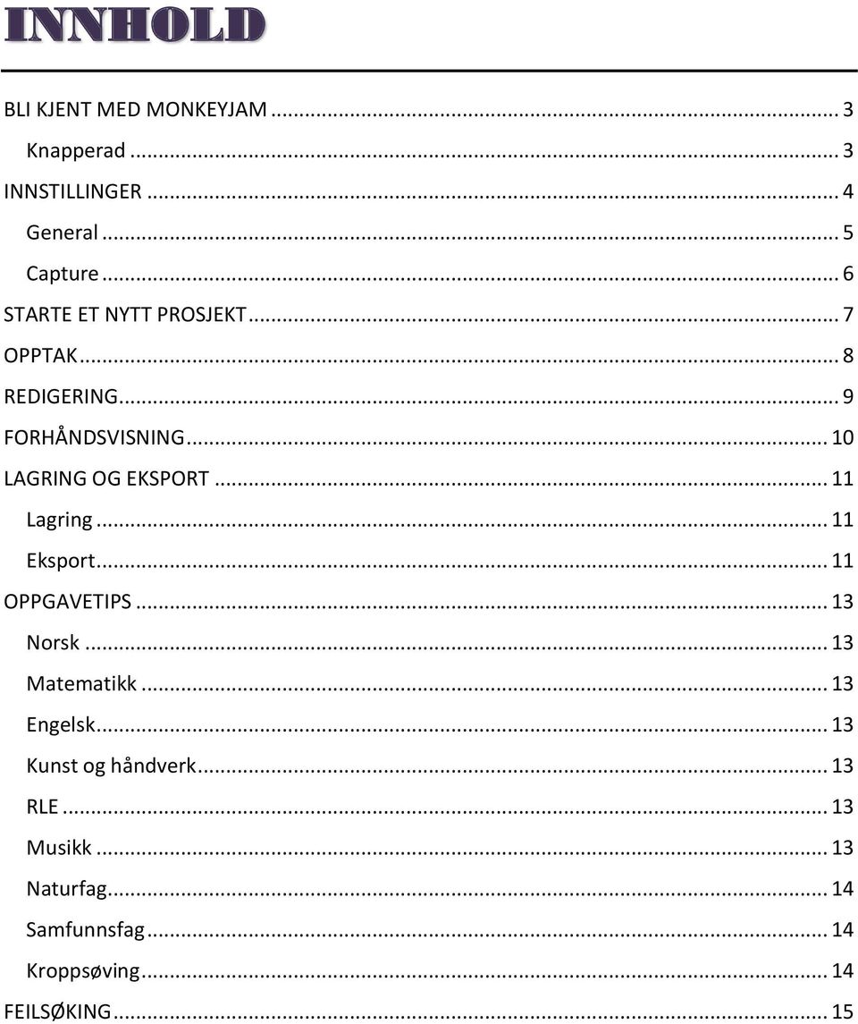 .. 11 Lagring... 11 Eksport... 11 OPPGAVETIPS... 13 Norsk... 13 Matematikk... 13 Engelsk.