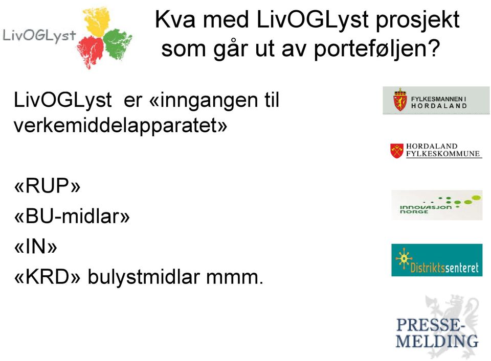 LivOGLyst prosjekt som går ut av