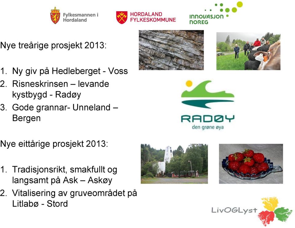 Gode grannar- Unneland Bergen Nye eittårige prosjekt 2013: 1.