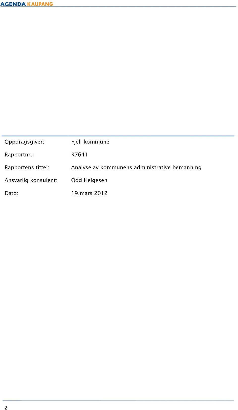 Fjell kommune R7641 Analyse av kommunens