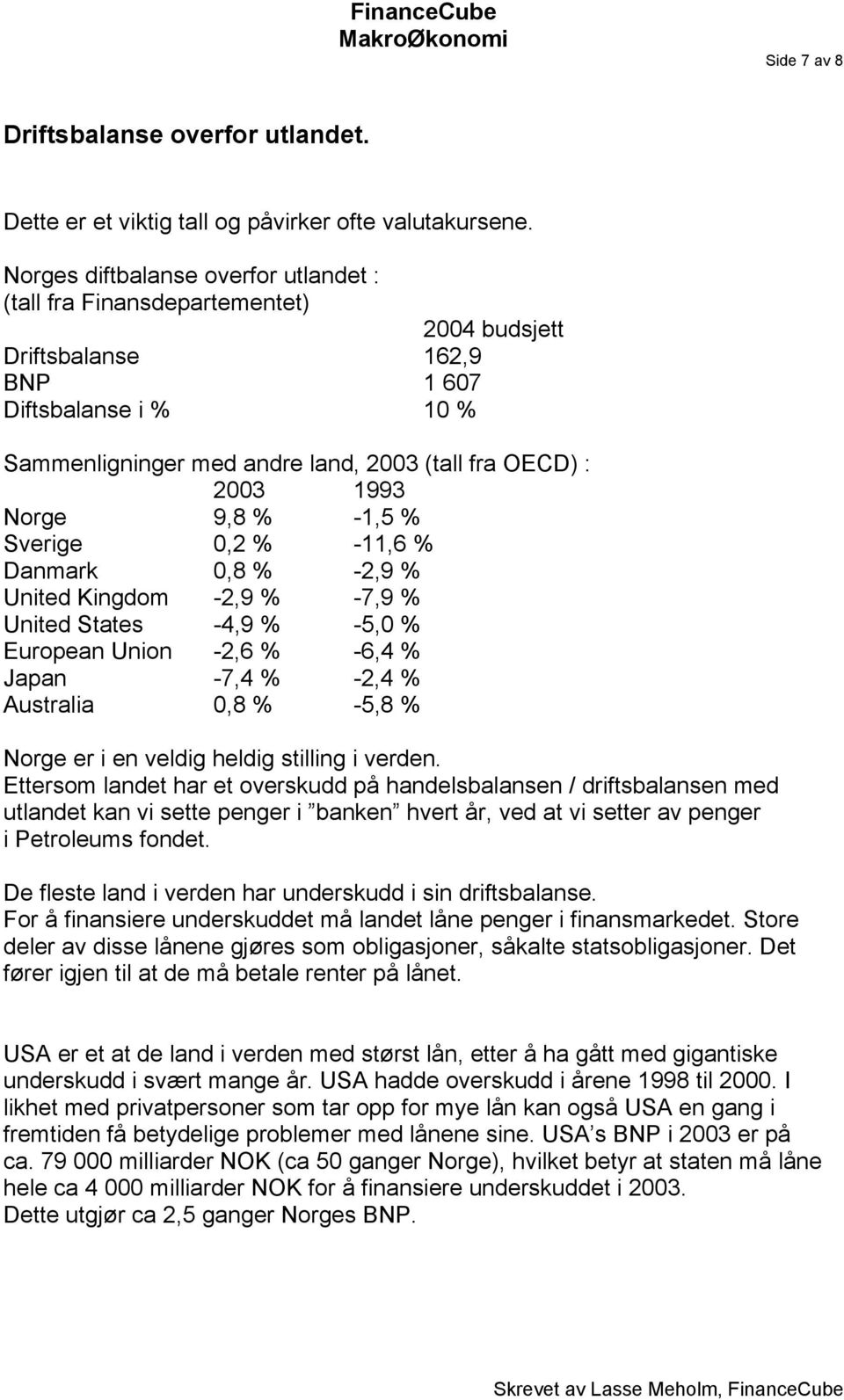 Norge 9,8 % -1,5 % Sverige 0,2 % -11,6 % Danmark 0,8 % -2,9 % United Kingdom -2,9 % -7,9 % United States -4,9 % -5,0 % European Union -2,6 % -6,4 % Japan -7,4 % -2,4 % Australia 0,8 % -5,8 % Norge er