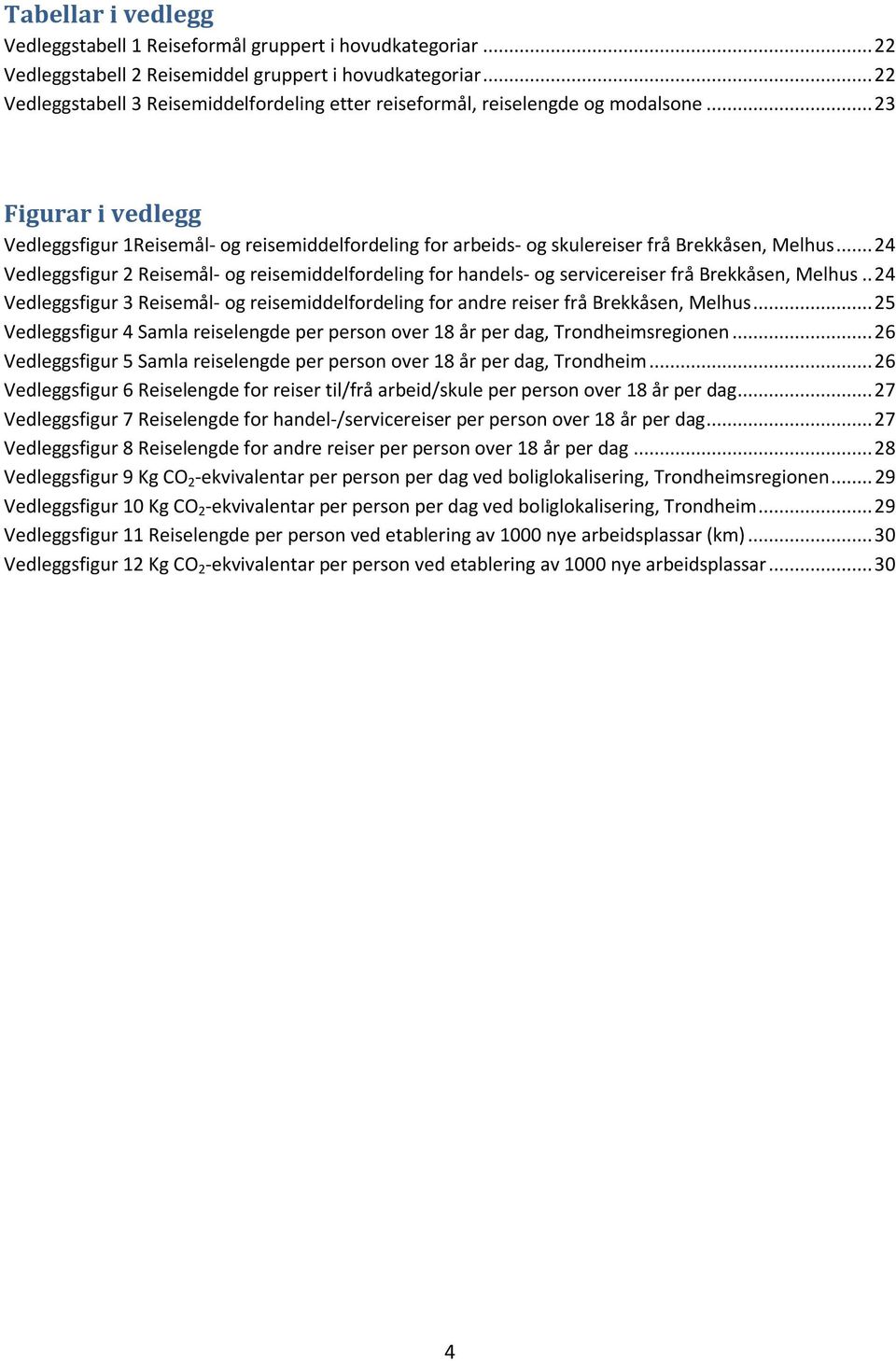 .. 23 Figurar i vedlegg Vedleggsfigur 1Reisemål- og reisemiddelfordeling for arbeids- og skulereiser frå Brekkåsen, Melhus.