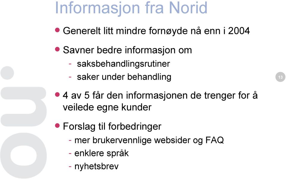 av 5 får den informasjonen de trenger for å veilede egne kunder Forslag til